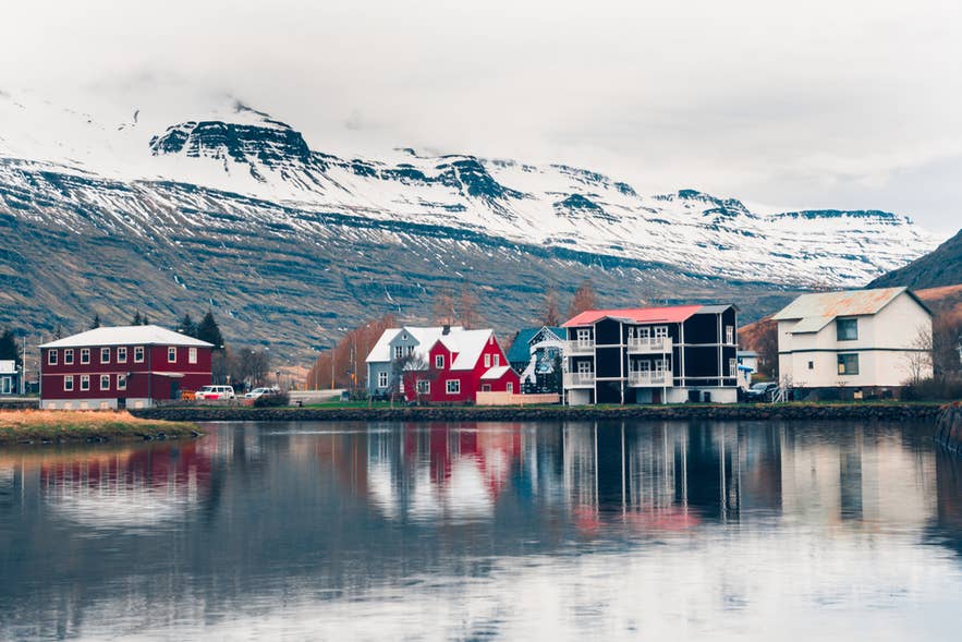 When going to the best places to visit in East Iceland, stay at Hafaldan HI Hostel in Seydisfjordur by the fjord.
