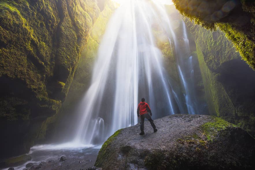 Gljufrabui Waterfall in South Iceland is one of the hidden gems in Iceland, tucked inside a moss-covered canyon.