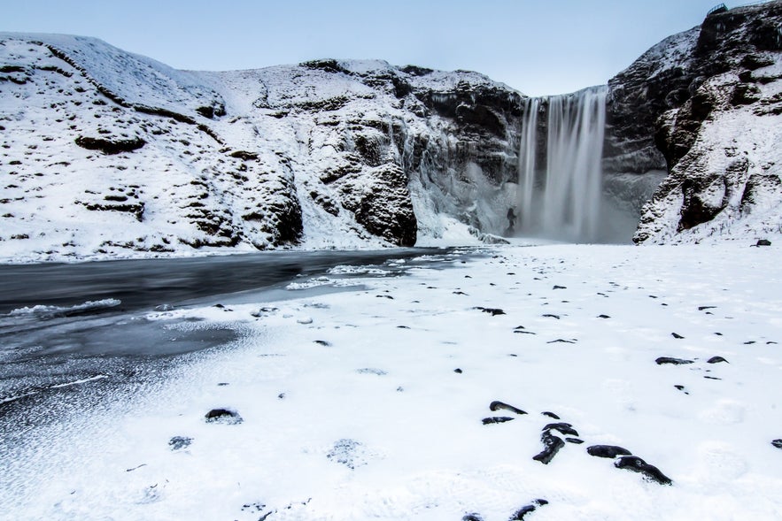 Skógafoss in winter south shore Iceland