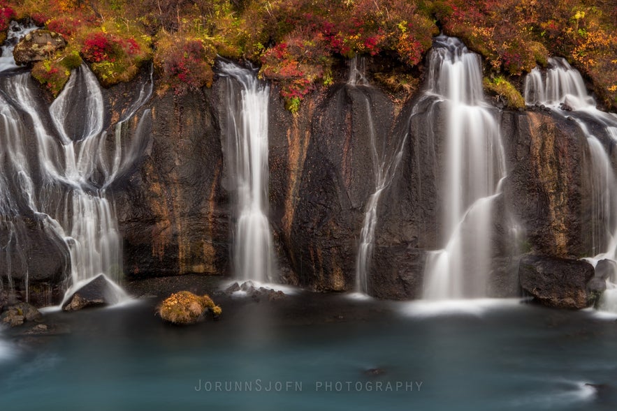 Hraunfossar waterfall in west Iceland
