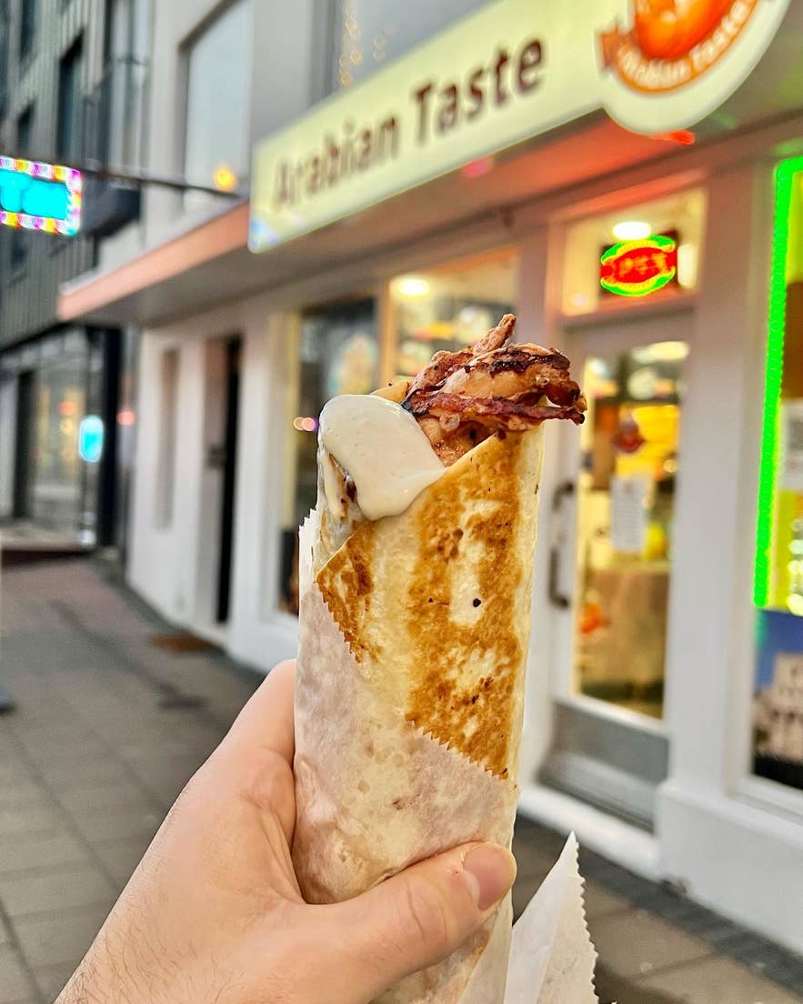 Shawarma wrap at Arabian Taste restaurant in Reykjavik.