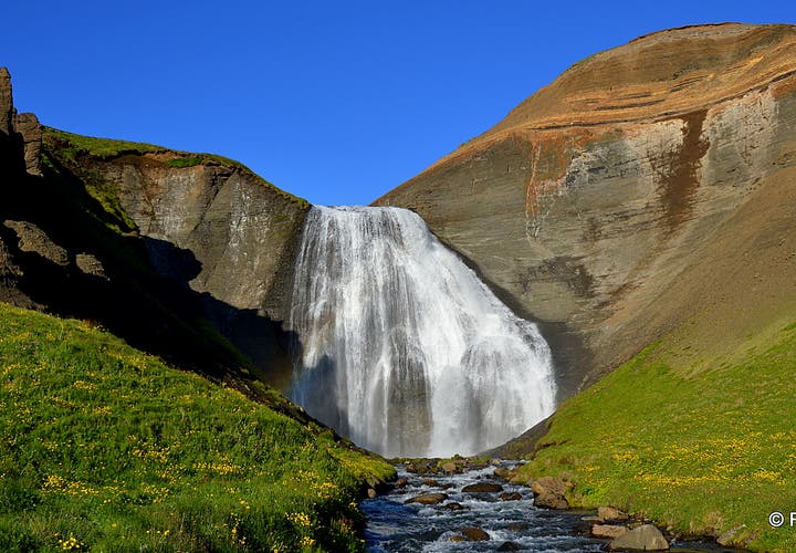 Tjörneslögin Fossils, Lignite Mines & the Waterfall Skeifárfoss on the Tjörnes Peninsula