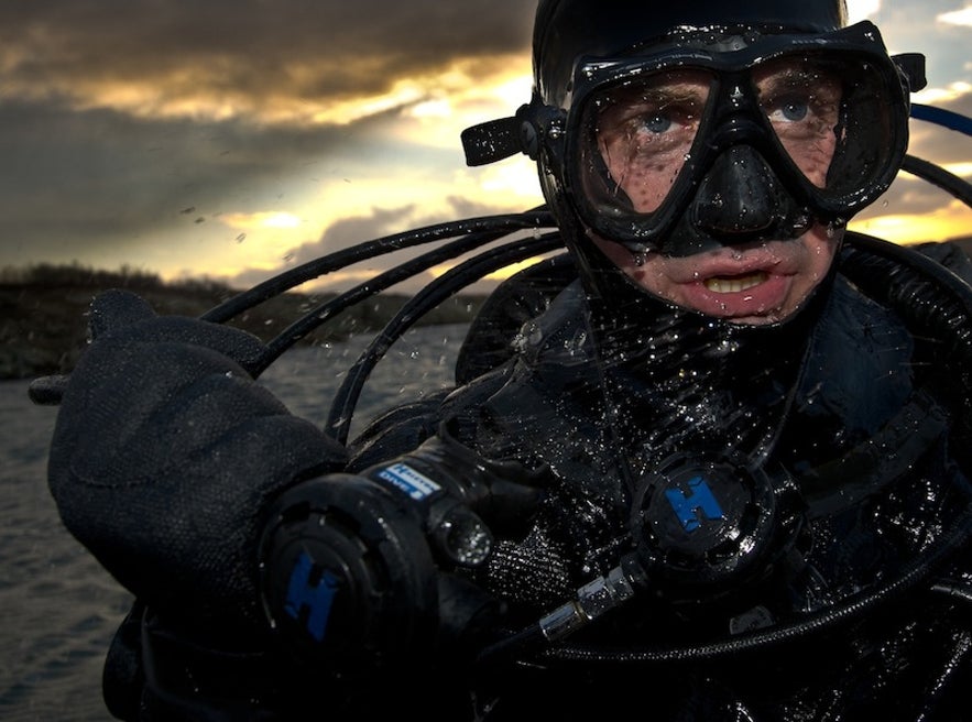 Dry suit diving in Iceland