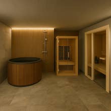 Холодная купель и зона релаксации в спа-комплексе Hvanndalir Lodge.