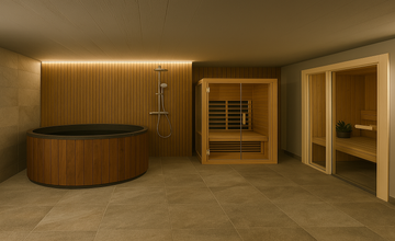 Kaltbecken und Ruheraum im Spa der Hvanndalir Lodge.