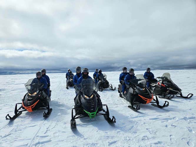 Small-Group Langjokull Glacier Snowmobile Tour from Husafell with Local Guide