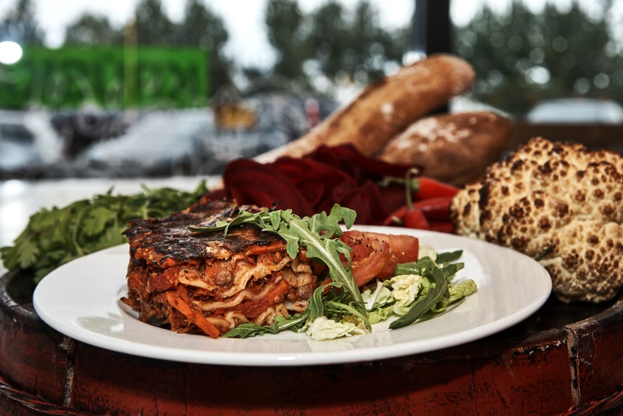 Vegetable lasagna at Krúska restaurant.