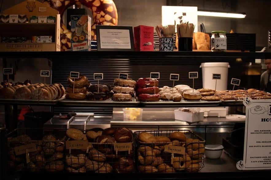 The bagels, doughnuts and other treats at Deig bakery in Reykjavik.
