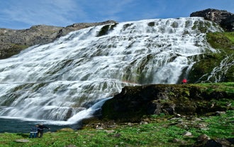 Dynjandi waterfall looks breathtaking in the Westfjords of Iceland.