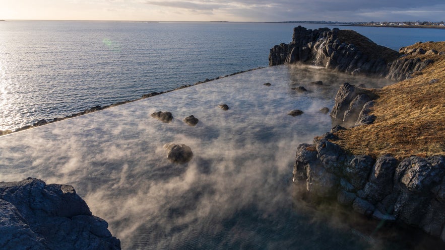 The beautiful facilities of the Sky Lagoon in Iceland