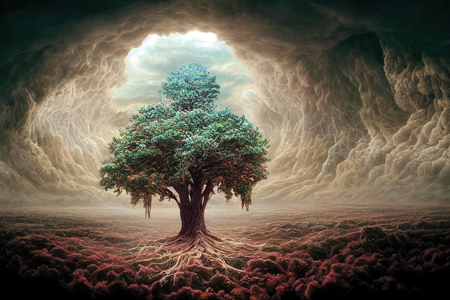 The mythical tree of Yggdrasil from Norse mythology