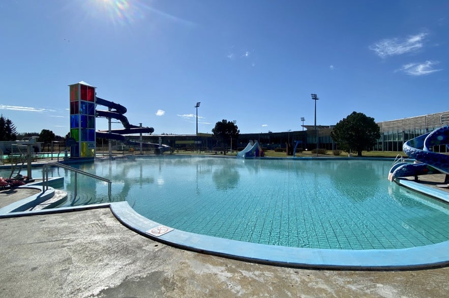 Swimming pool slide of Laugardalslaug in Reykjavik