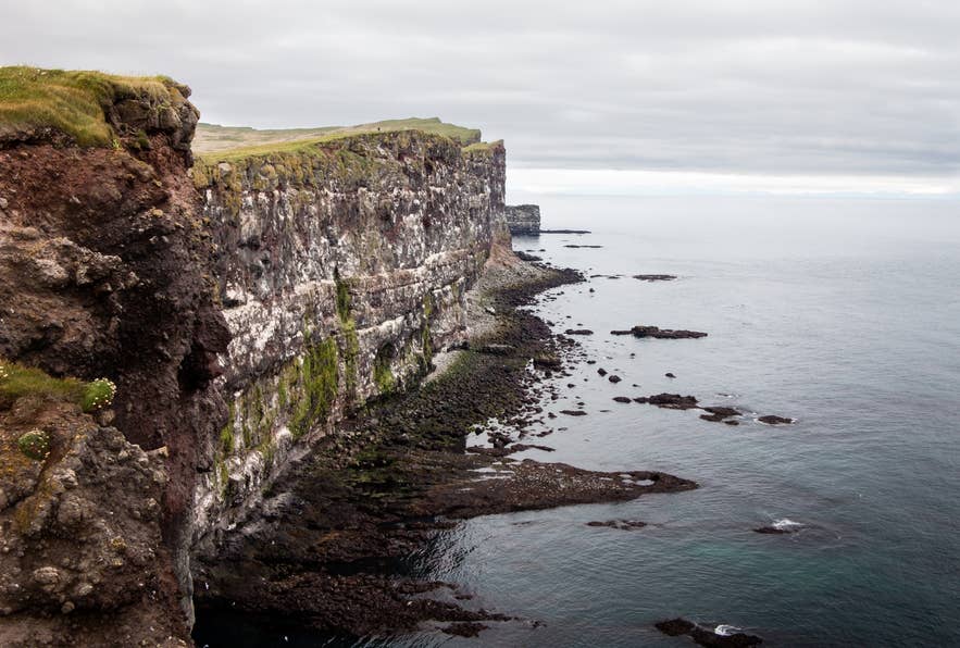 Latrabjarg Cliffs overlooking the Atlantic Ocean in the Westfjords of Iceland.