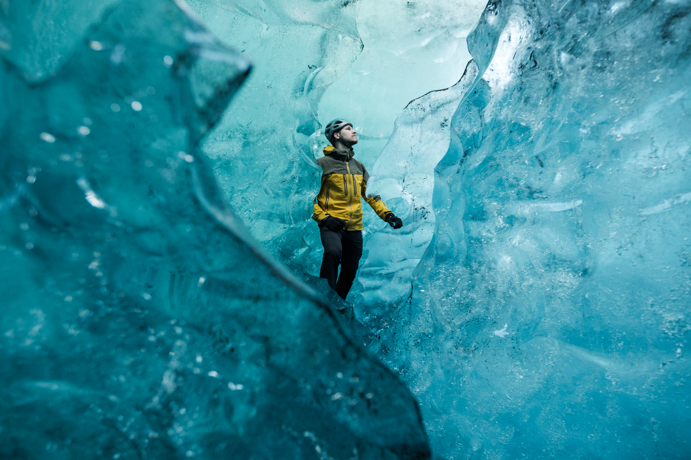 October 2025 crystal blue ice glacier feature from our ice cave tour