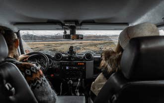 Inside a Super Jeep driving through the Icelandic Highlands toward Thorsmork Valley.