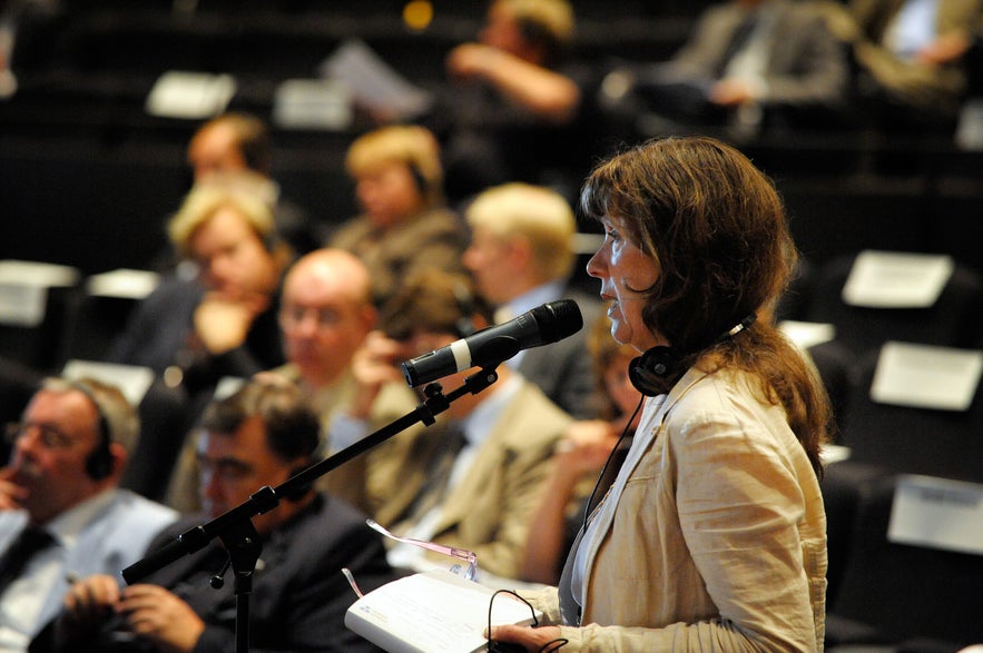 Icelandic politician Kolbrún Halldórsdóttir in Visby in 2008