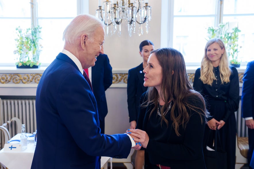 Prime minister Katrín Jakobsdóttir and Joe Biden in 2023