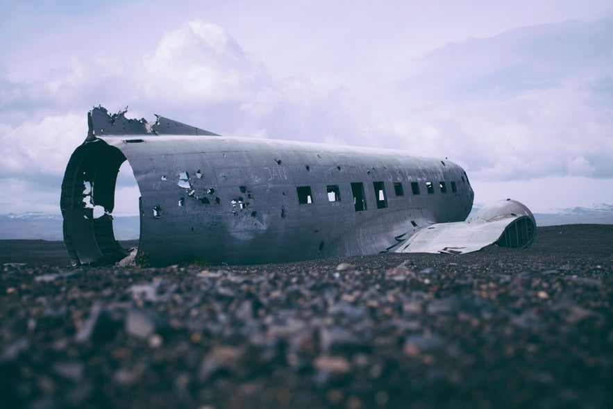 Close-up view of the US Navy DC3 Plane Wreck on Iceland’s South Coast.