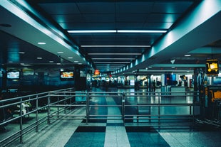 Inside departures at Keflavik International Airport.