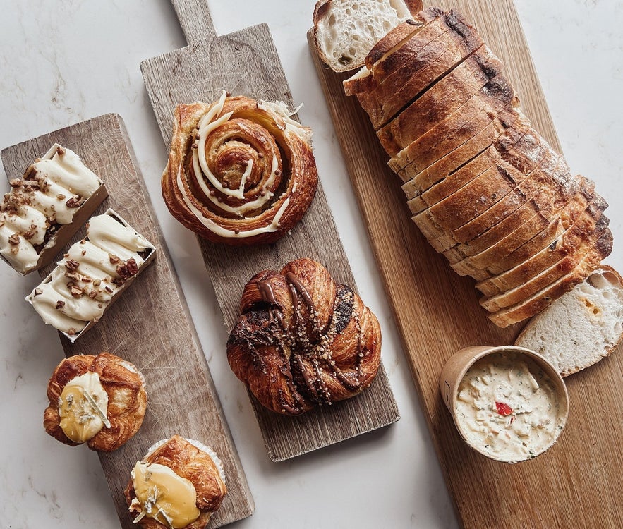 Assorted pastries, cakes, and freshly baked sourdough bread from Brikk bakery and caf&eacute; in Reykjav&iacute;k, Iceland