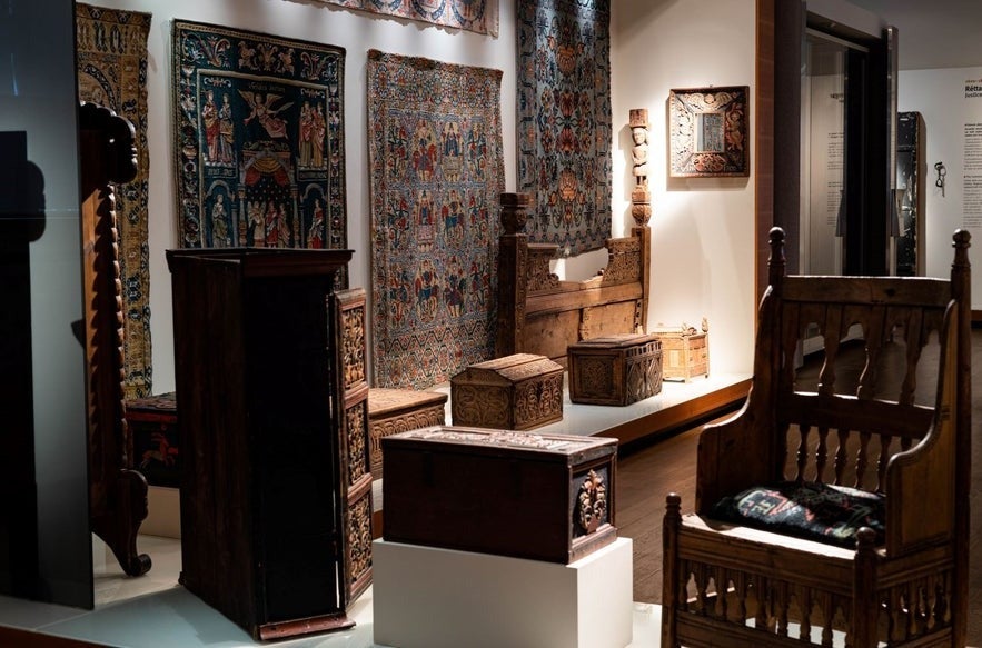 Traditional Icelandic furniture and textiles on display at the National Museum of Iceland in Reykjavik in April.
