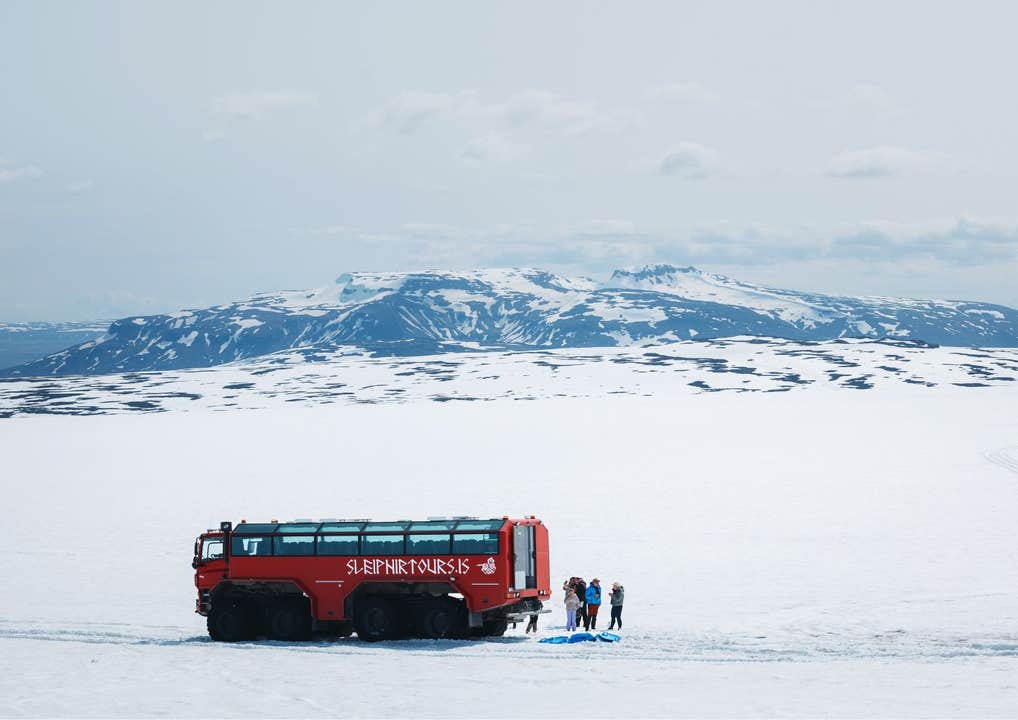 Glaciärmonstertruck på Langjökullglaciären