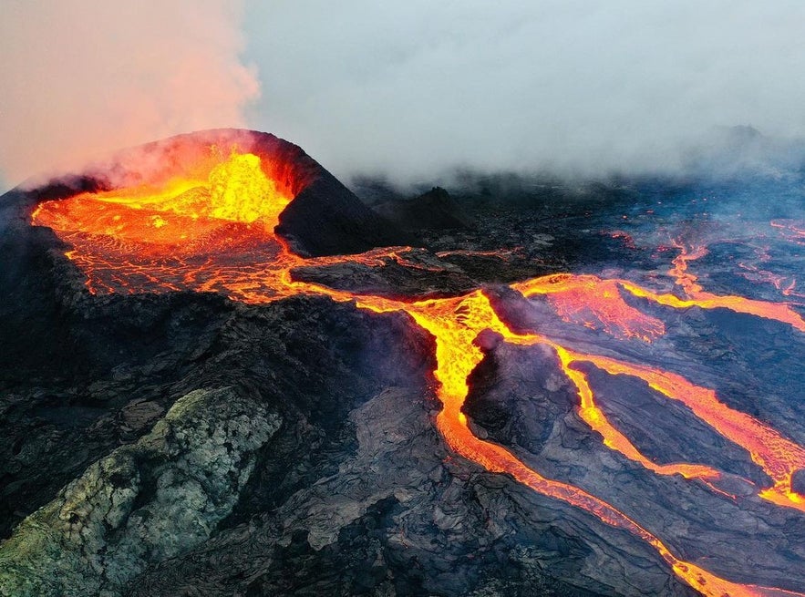 The 2021 eruption in Fagradalsfjall crater in Iceland