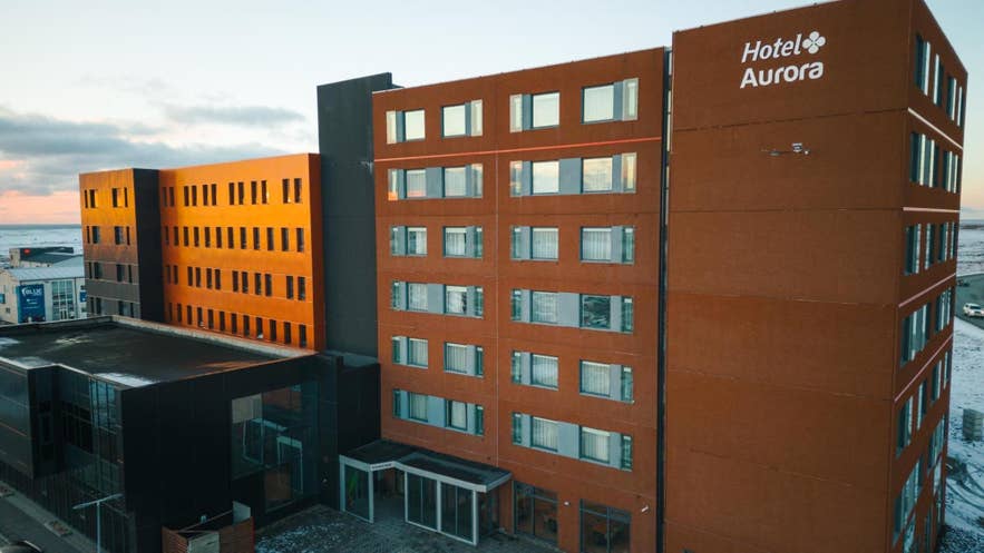 Hotel Aurora, located just a few minutes' walk from Keflavik Airport in Iceland.