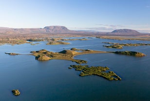 Lake Myvatn's shallow water boasts unique geological formations.