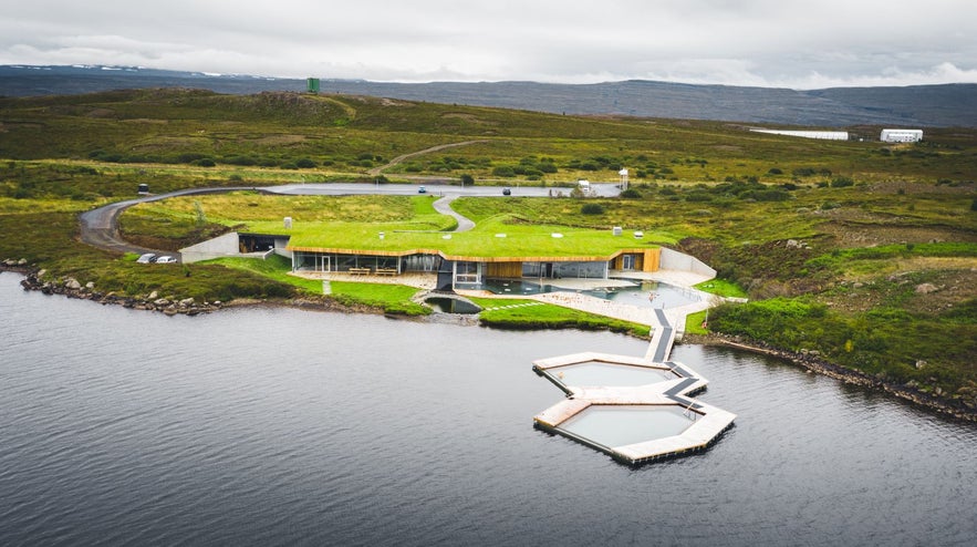 Vok Baths in Egilsstadir with view of surrounding area