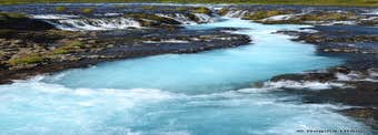 The beautiful Brúarfoss Waterfall - is this the bluest River in Iceland