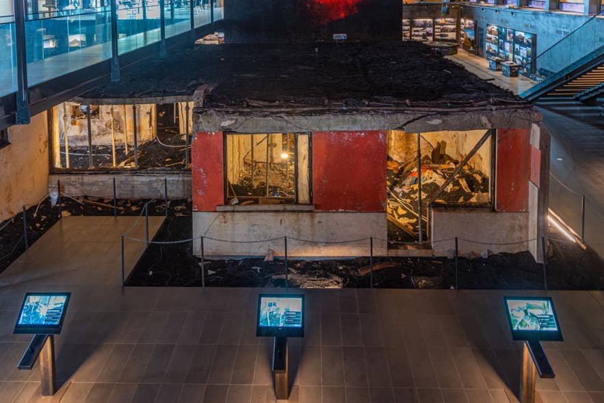 西人岛赫马岛的埃尔德海马博物馆，展示一座被1973年火山喷发产生的火山灰保存下来的房屋。