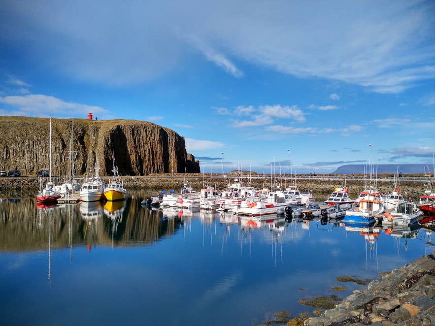 Colorful boats in Stykkisholmur, a West Iceland town known for hosting Danish Days, one of the top festivals in Iceland.
