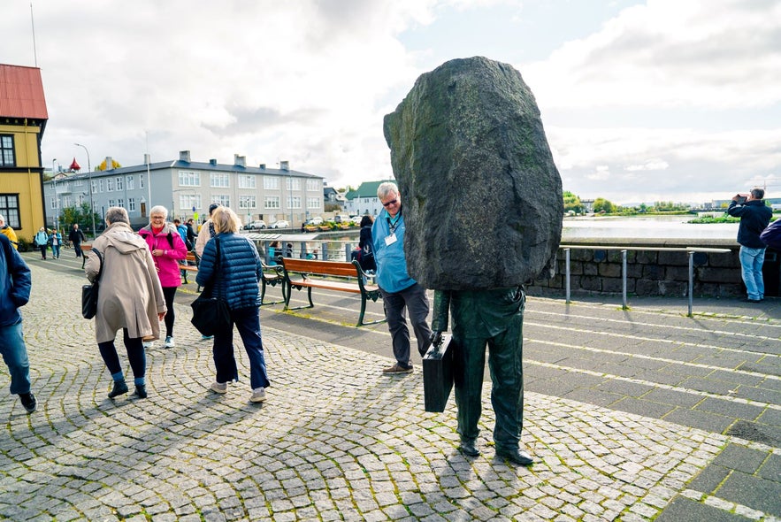 Monument to the Unknown Bureaucrat in Reykjavik by the Tjornin pond is a well known work of art