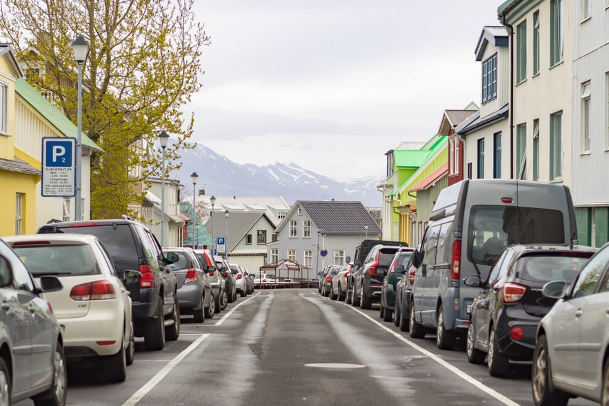 Central Reykjavik is divided into four, color-coded parking zones.