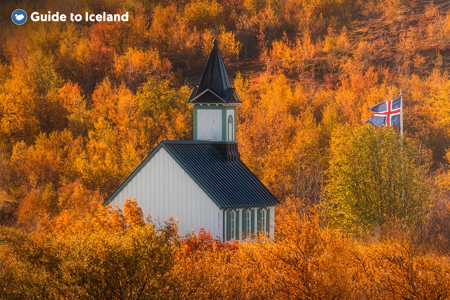 Thingvellir National Park in its autumn foliage