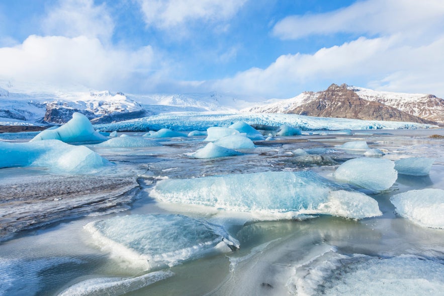 Icebergs locked in place at Fjallsarlon Glacier Lagoon.
