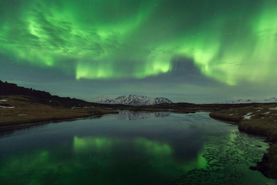 The northern lights appear in full force during the month of October in Iceland