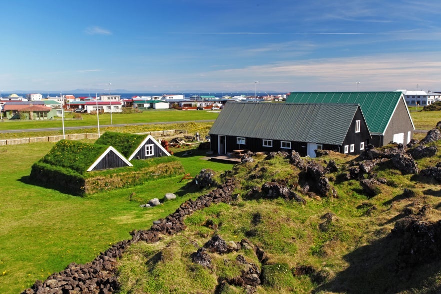 Hellissandur Maritime Museum in Snaefellsjokull National Park, showcasing historic architecture in West Iceland.