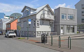 Exterior of Heart of Reykjavik building on a quiet street near city center.