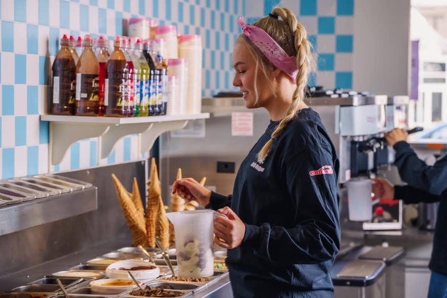 Isbud Huppu ice cream shop in Reykjavik, a popular dessert destination in Iceland for locals and tourists.
