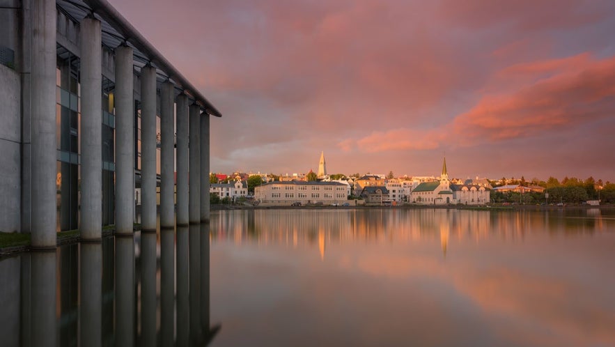 The Tjornin pond in Reykjavik is a beautiful natural location in the city center