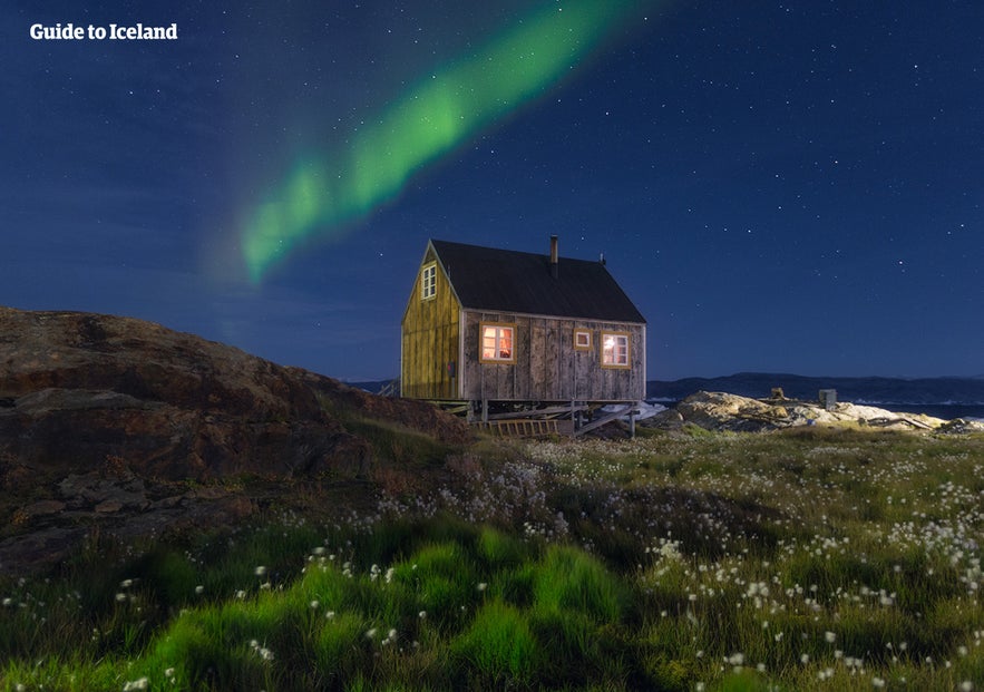 The northern lights dancing in the sky above Greenland.