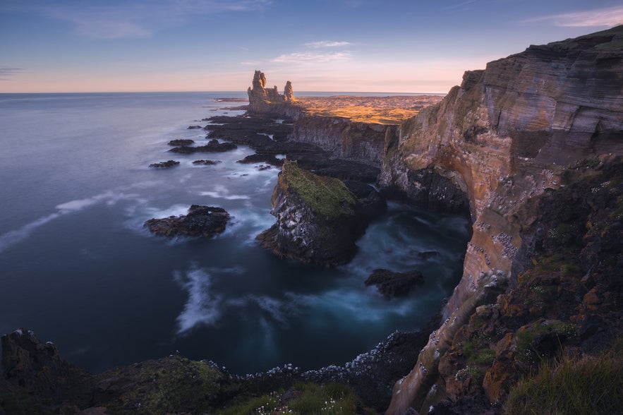 Londrangar Cliffs on the Snaefellsnes Peninsula in Iceland. Londrangar Cliffs on the Snaefellsnes Peninsula in Iceland.