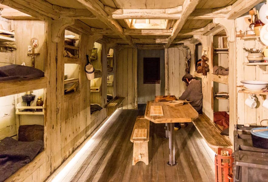 Recreated French fishermen's living quarters at the French Museum in Faskrudsfjordur