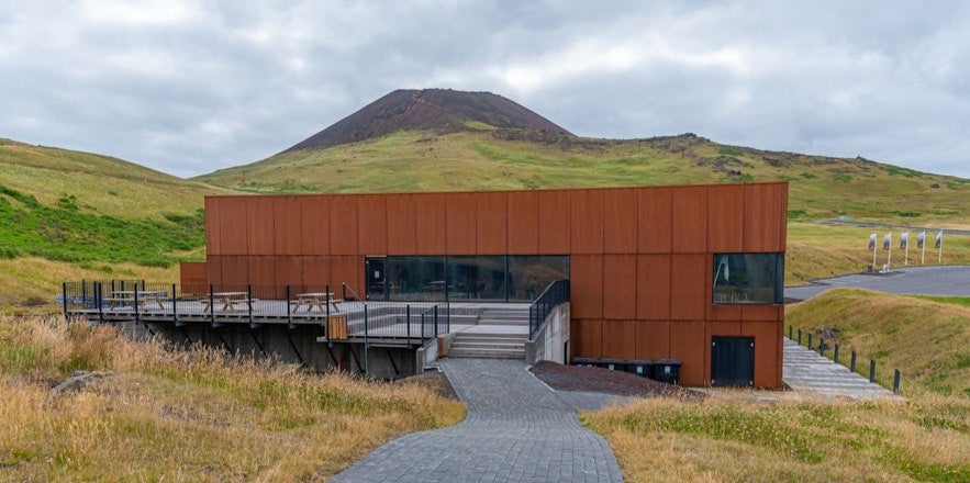 You can see the volcano towering above the Eldheimar Museum