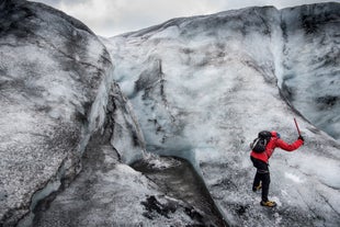 This full-day South Coast sightseeing tour includes an exhilarating hike on Solheimajokull glacier.