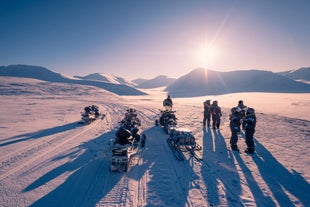 Zoom across the pristine snowscape atop Eyjafjallajokull on an exhilarating snowmobiling adventure.