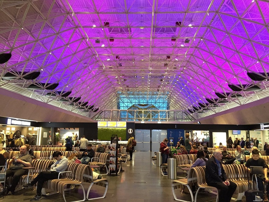 An interior shot of Keflavik International Airport.