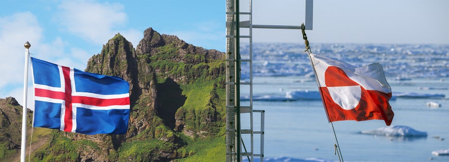 Iceland vs Greenland - The flags of the two countries